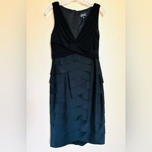 Adrianna Papell Black Sleeveless V Neck Shutter Pleated Dress-Size 8‎ Night Out